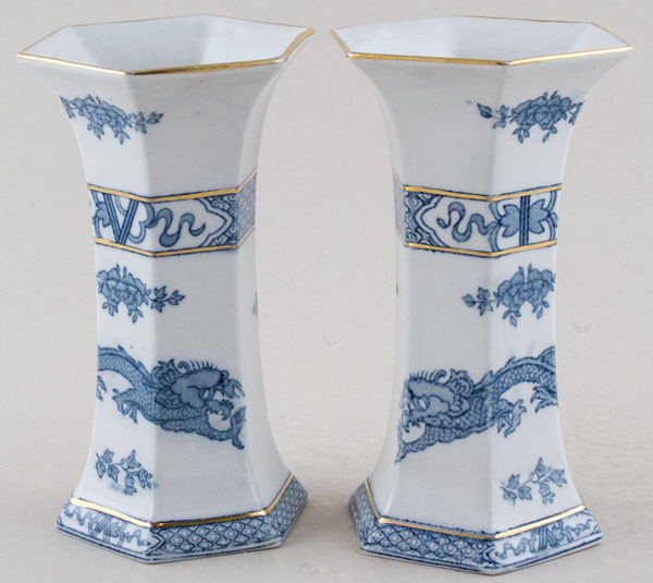 Vases Pair of hexagonal c1930s